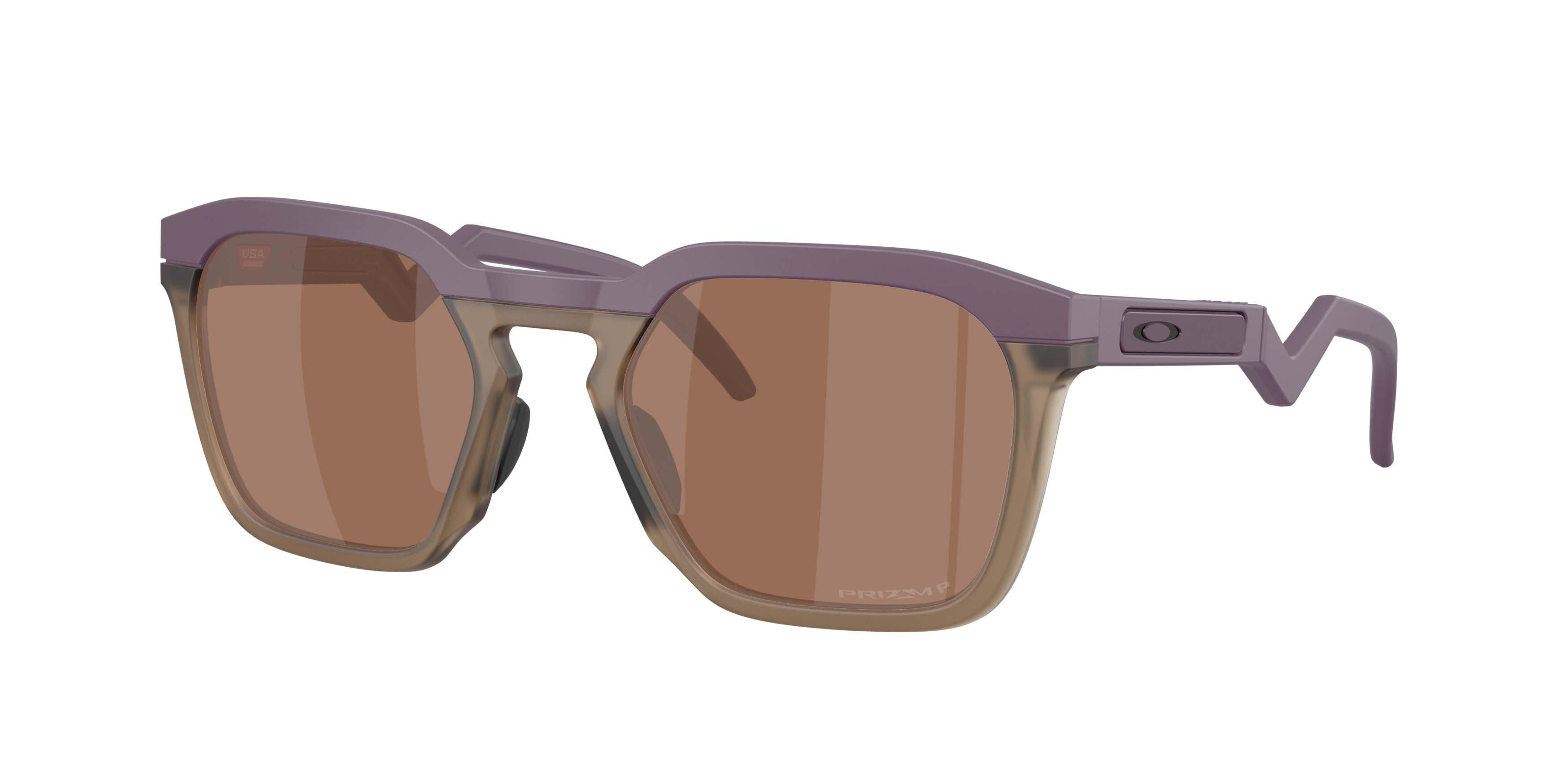Oakley HSTN SQ Prizm Tungsten Polarized Sunglasses - Matte Aubergine - PURPLE/TAN